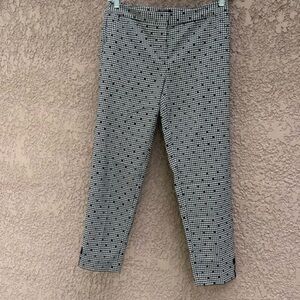 Talbots Pants 4 Gingham Polka Dot‎ Stretch Ankle Pants Black White Bow Tie Hem